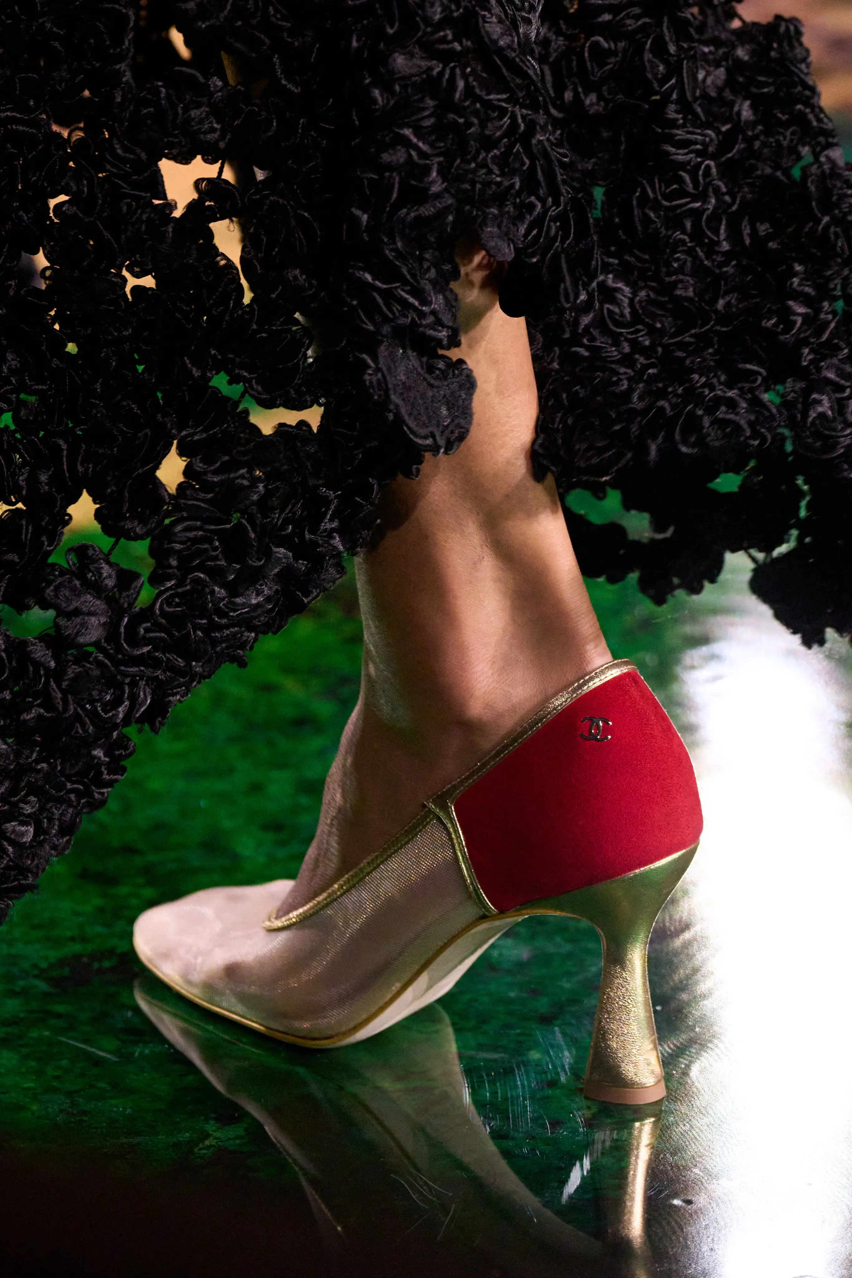 Ivory with a red heel.