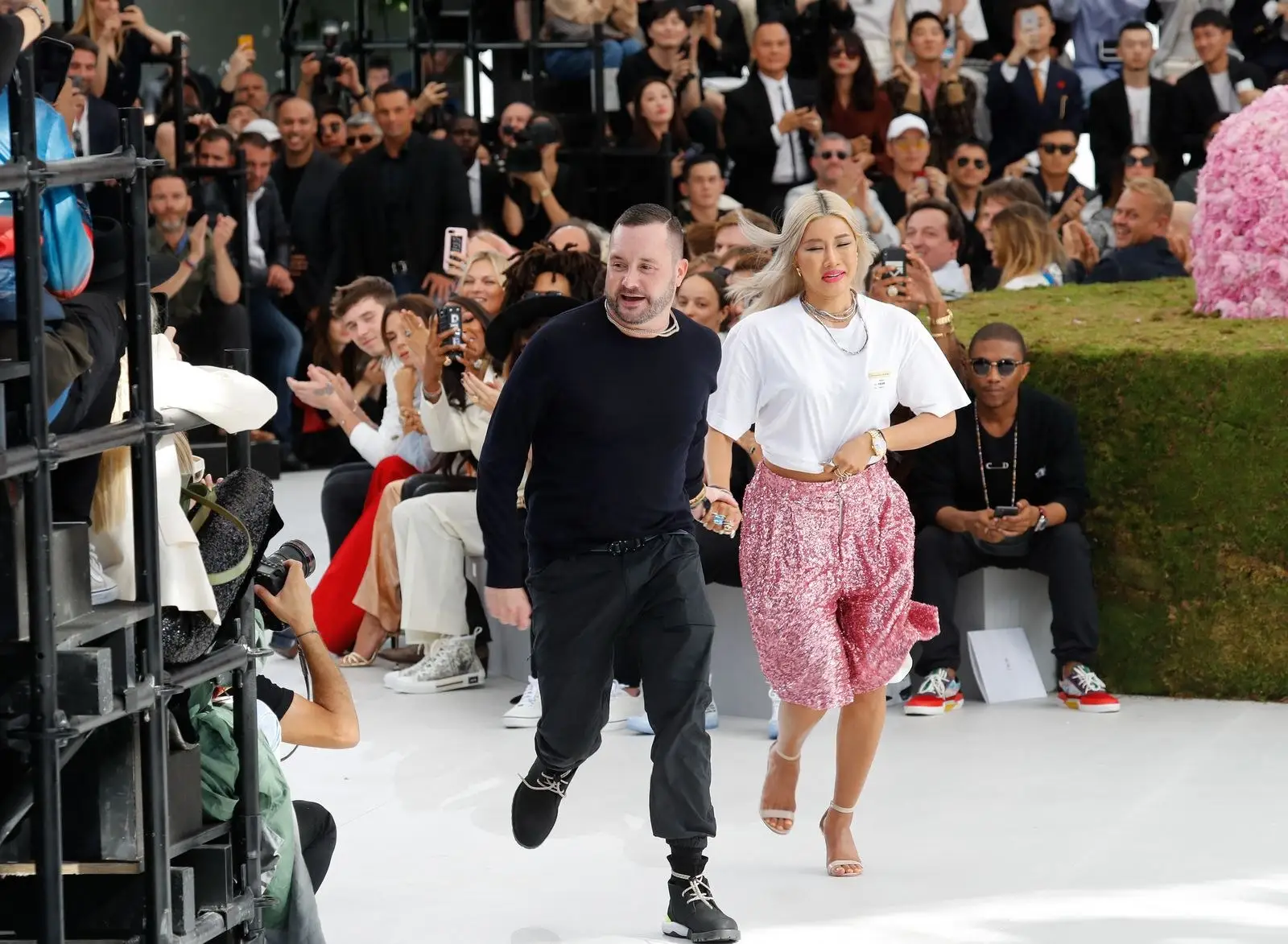 Dior Homme, Spring 2019, Paris. Jones takes his debut bow with Yoon Ahn.