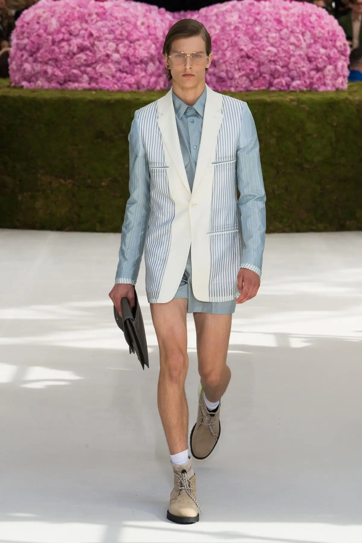 Dior Homme, Spring 2019 menswear. The debut, in pale blue.
