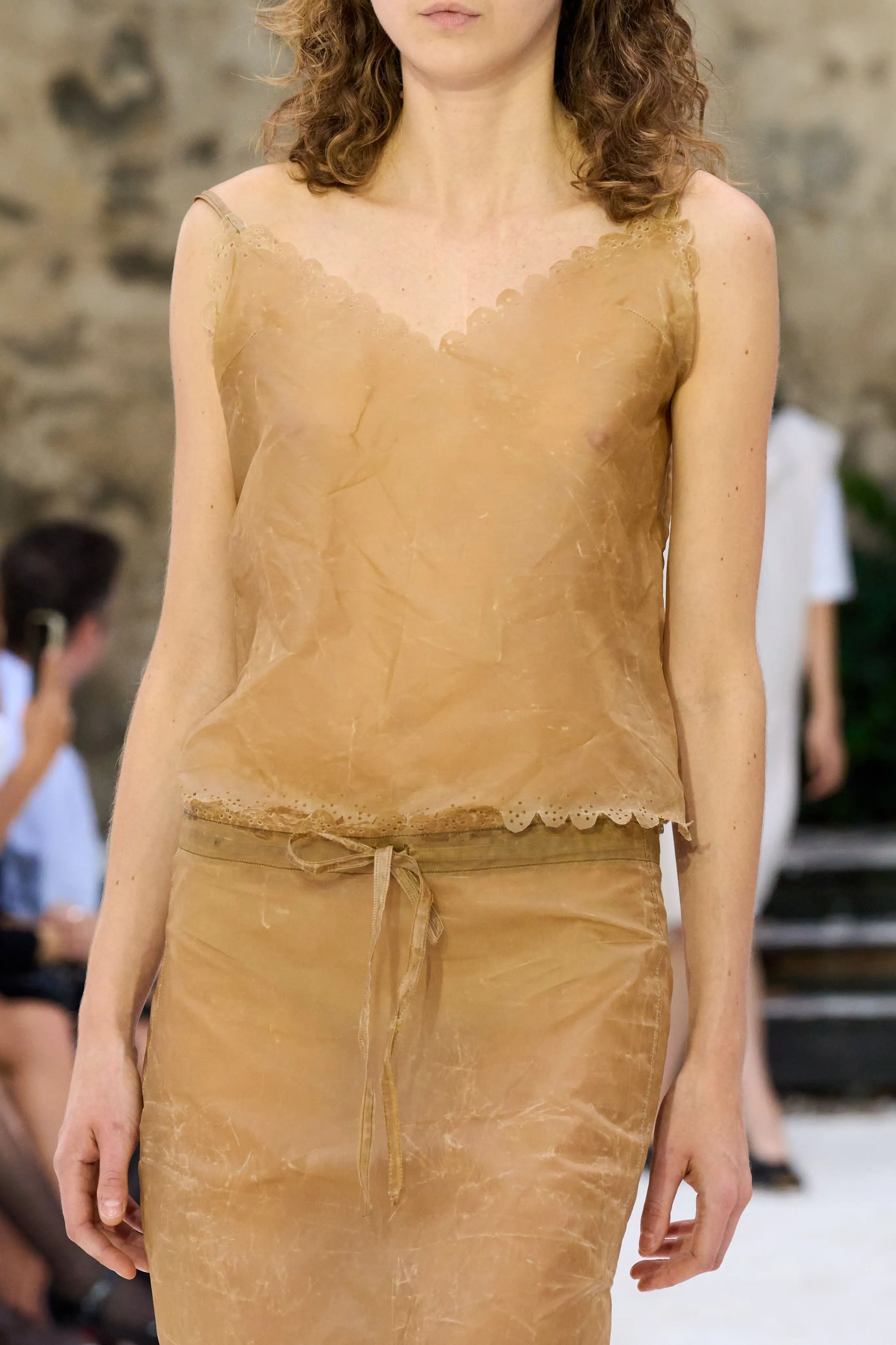 Detail. A slip top and skirt.