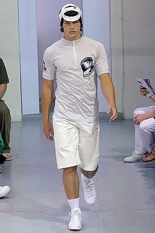 Spring 2007. Shorts, a cap, an athletic top.